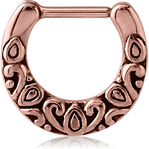 ROSE GOLD PVD COATED SURGICAL STEEL HINGED SEPTUM CLICKER - FILIGREE