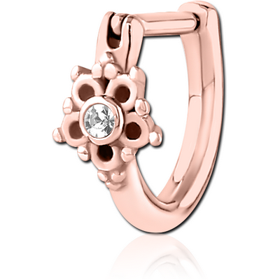 ROSE GOLD PVD COATED SURGICAL STEEL JEWELLED TRAGUS CLICKER