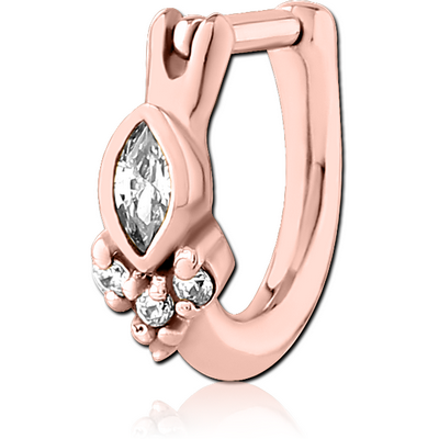 ROSE GOLD PVD COATED SURGICAL STEEL JEWELLED TRAGUS CLICKER