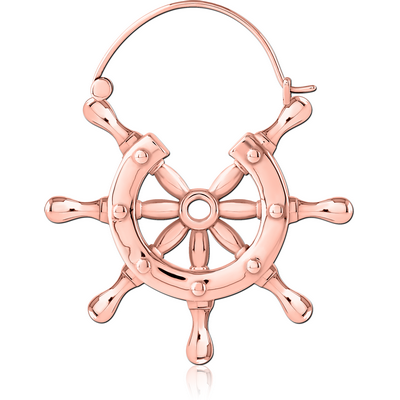 ROSE GOLD PVD COATED SURGICAL STEEL HOOP EARRING FOR TUNNEL