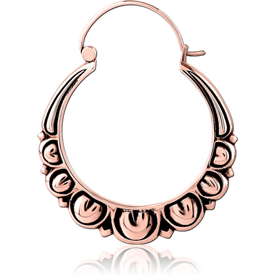 ROSE GOLD PVD COATED SURGICAL STEEL HOOP EARRING FOR TUNNEL