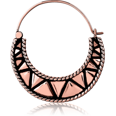 ROSE GOLD PVD COATED SURGICAL STEEL HOOP EARRING FOR TUNNEL