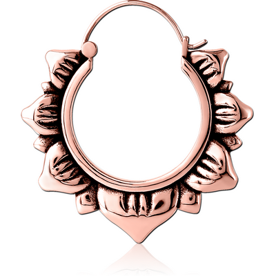 ROSE GOLD PVD COATED SURGICAL STEEL HOOP EARRING FOR TUNNEL
