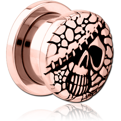 ROSE GOLD PVD COATED STAINLESS STEEL THREADED TUNNEL WITH SURGICAL STEEL TOP