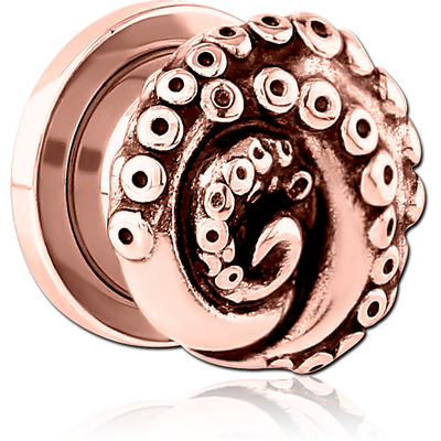 ROSE GOLD PVD COATED STAINLESS STEEL THREADED TUNNEL WITH SURGICAL STEEL TOP