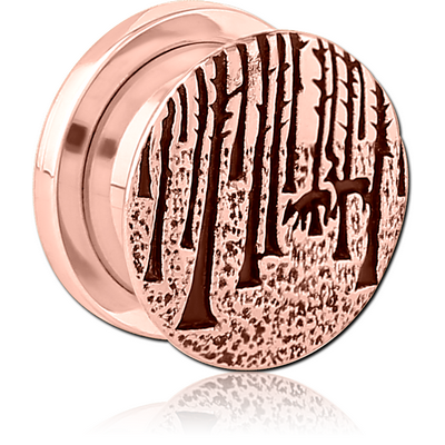ROSE GOLD PVD COATED STAINLESS STEEL THREADED TUNNEL WITH SURGICAL STEEL TOP