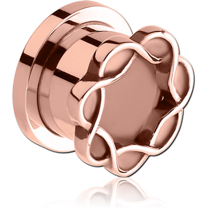 ROSE GOLD PVD COATED STAINLESS STEEL THREADED TUNNEL - CELTIC CIRCLE
