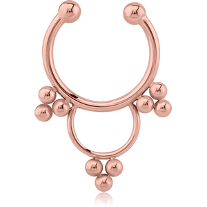 ROSE GOLD PVD COATED SURGICAL STEEL FAKE SEPTUM RING - 9 BALLS