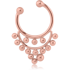 ROSE GOLD PVD COATED SURGICAL STEEL FAKE SEPTUM RING - 15 BALLS