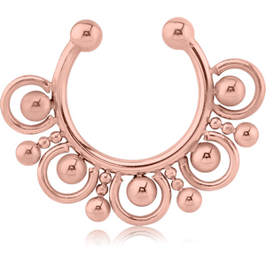 ROSE GOLD PVD COATED SURGICAL STEEL FAKE SEPTUM RING - 17 BALLS