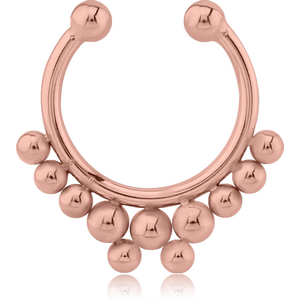 ROSE GOLD PVD COATED SURGICAL STEEL FAKE SEPTUM RING - 11 BALLS