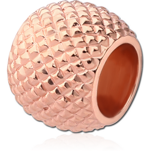 STERLING SILVER 925 ROSE GOLD PVD COATED BEAD - ROUND TEXTURE FINISH