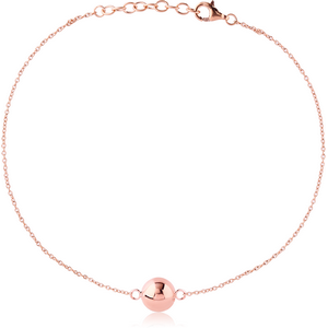 STERLING SILVER 925 ROSE GOLD PVD COATED BALL BRACELET - 8MM BALL