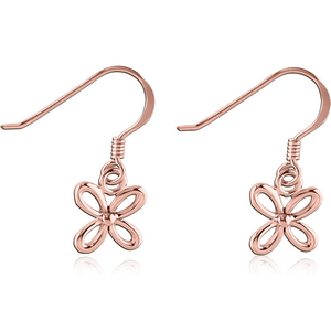 STERLING SILVER 925 ROSE GOLD PVD COATED EARRINGS PAIR - FLOWER