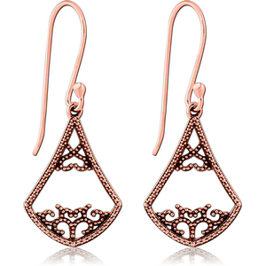 STERLING SILVER 925 ROSE GOLD PVD COATED EARRINGS PAIR - FILIGREE
