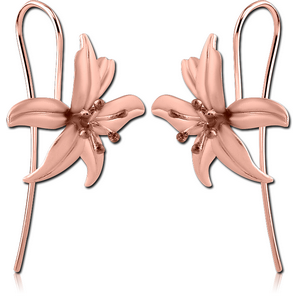 STERLING SILVER 925 ROSE GOLD PVD COTAED EARRINGS PAIR - FLOWER