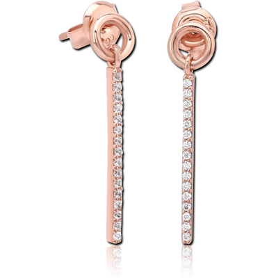 STERLING SILVER 925 ROSE GOLD PVD COATED JEWELLED EAR STUDS PAIR