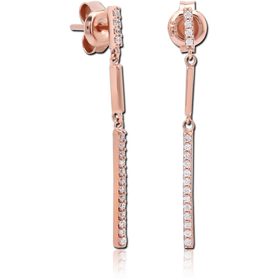 STERLING SILVER 925 ROSE GOLD PVD COATED JEWELLED EAR STUDS PAIR