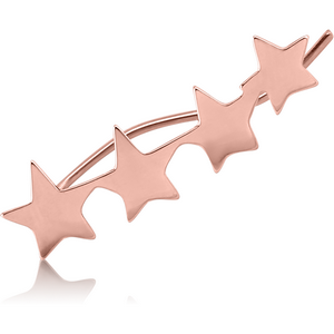 STERLING SILVER 925 ROSE GOLD PVD COATED EAR VINE - LEFT - FOUR STARS