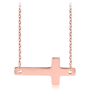 STERLING SILVER 925 ROSE GOLD PVD COATED NECKLACE WITH PENDANT - CROSS