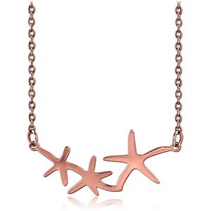 STERLING SILVER 925 ROSE GOLD PVD COATED NECKLACE WITH PENDANT - THREE STARFISH