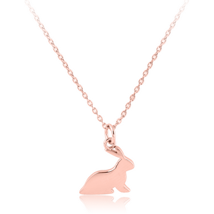 STERLING SILVER 925 ROSE GOLD PVD COATED NECKLACE WITH PENDANT - RABBIT