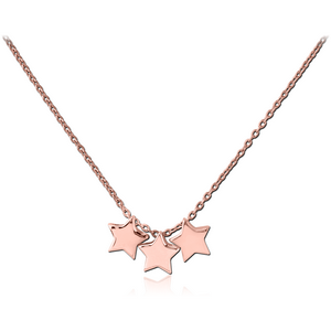 STERLING SILVER 925 ROSE GOLD PVD COATED NECKLACE WITH TREE TONE PENDANT - STARS