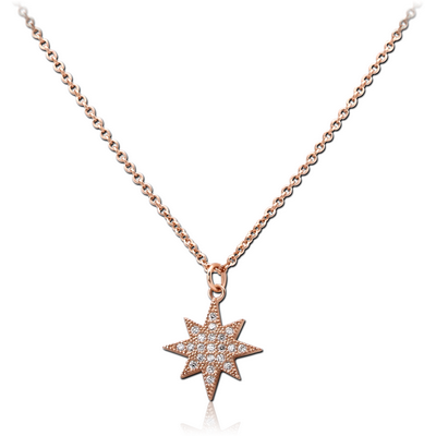 STERLING SILVER 925 ROSE GOLD PVD COATED JEWELLED NECKLACE WITH PENDANT