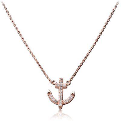 STERLING SILVER 925 ROSE GOLD PVD COATED JEWELLED NECKLACE WITH PENDANT