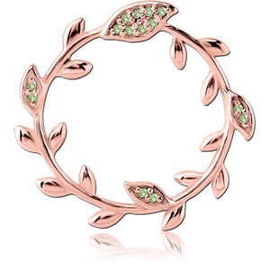 STERLING SILVER 925 ROSE GOLD PVD COATED JEWELLED PENDANT - LEAF