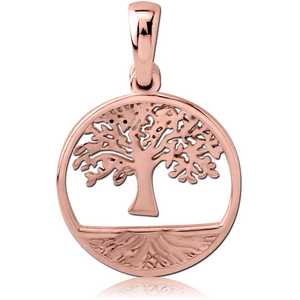 STERLING SILVER 925 ROSE GOLD PVD COATED PENDANT - TREE OF LIFE