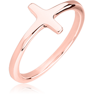 STERLING SILVER 925 ROSE GOLD PVD COATED RING - CROSS