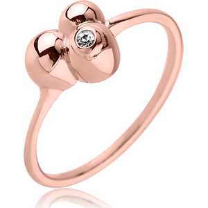 STERLING SILVER 925 ROSE GOLD PVD COATED JEWELLED RING - THREE DOTS