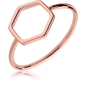 STERLING SILVER 925 ROSE GOLD PVD COATED RING - HEXAGON