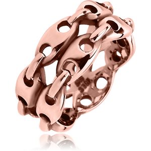 STERLING SILVER 925 ROSE GOLD PVD COATED RING - OVAL CHAIN JOINTS