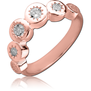 STERLING SILVER 925 ROSE GOLD PVD COATED JEWELLED RING - CIRCLES