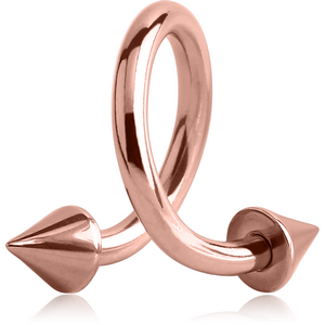 ROSE GOLD PVD COATED SURGICAL STEEL BODY SPIRAL WITH CONES