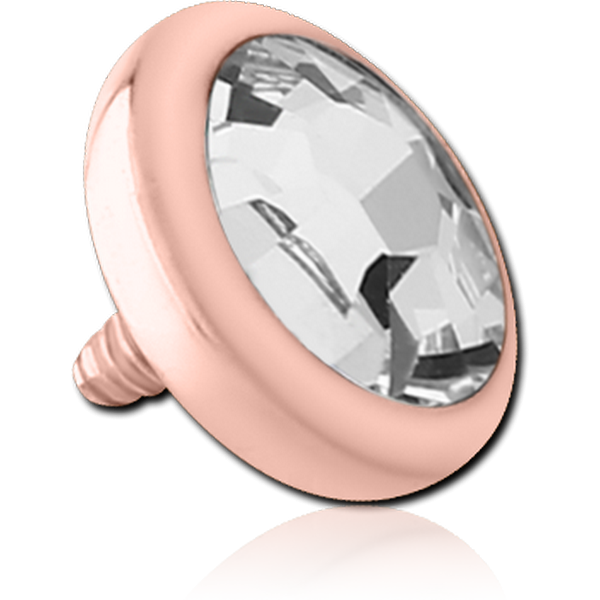 ROSE GOLD PVD COATED TITANIUM PREMIUM CRYSTAL JEWELLED DISC FOR 1.2MM INTERNALLY THREADED PINS