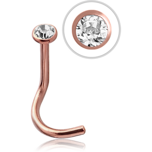 ROSE GOLD PVD COATED TITANIUM SWAROVSKI CRYSTAL JEWELLED CURVED NOSE STUD