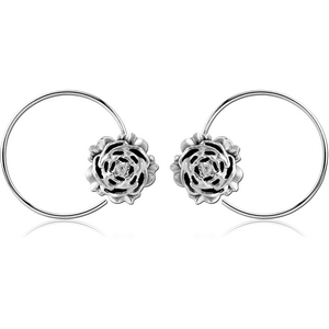 STERLING SILVER 925 RHODIUM PLATED EARRINGS PAIR - LEAF