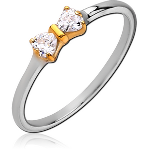 STERLING SILVER 925 RHODIUM PLATED JEWELLED RING - HEART