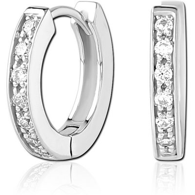 STERLING SILVER 925 RHODIUM PLATED JEWELLED HUGGIES PAIR