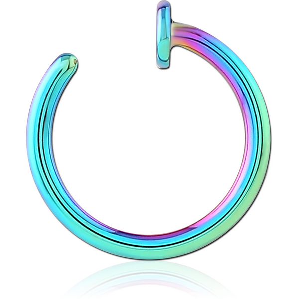 RAINBOW PVD COATED SURGICAL STEEL OPEN NOSE RING