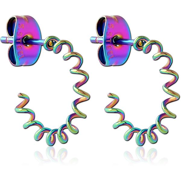 RAINBOW PVD COATED SURGICAL STEEL EAR STUDS PAIR