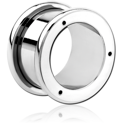 STAINLESS STEEL ROUND-EDGE THREADED TUNNEL WITH 3 HOLE FOR THREADED 0.9