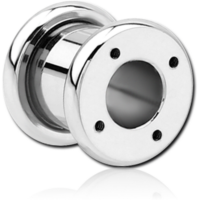 STAINLESS STEEL ROUND-EDGE THREADED TUNNEL WITH 4 HOLE FOR THREADED 0.9
