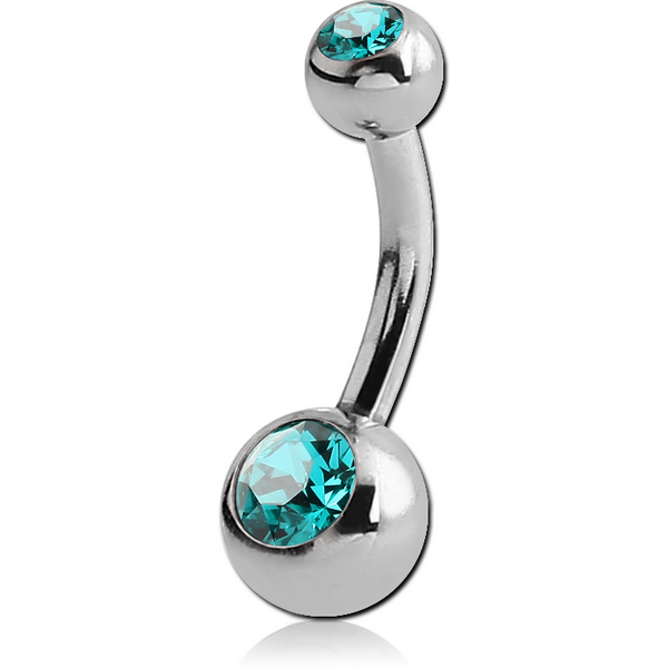 SURGICAL STEEL DOUBLE VALUE CRYSTAL MINI NAVEL BANANA