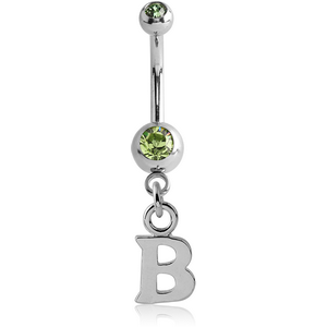 SURGICAL STEEL DOUBLE SWAROVSKI CRYSTAL JEWELLED MINI NAVEL BANANA WITH HOOP