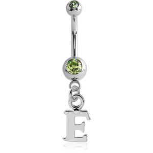 SURGICAL STEEL DOUBLE SWAROVSKI CRYSTAL JEWELLED MINI NAVEL BANANA WITH HOOP