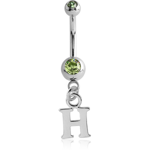 SURGICAL STEEL DOUBLE SWAROVSKI CRYSTAL JEWELLED MINI NAVEL BANANA WITH HOOP